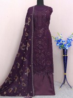 Dark Purple Faux Georgette Pakistani Style Suit